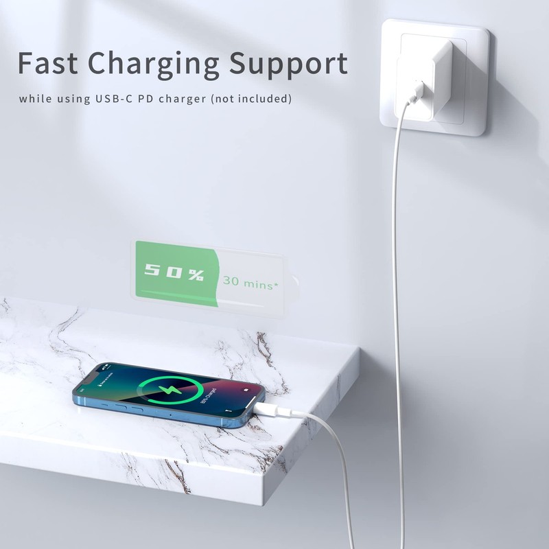 2 Pack iPhone Fast Charger Cable 3ft Apple MFi Certified C to Lightning White gallery
