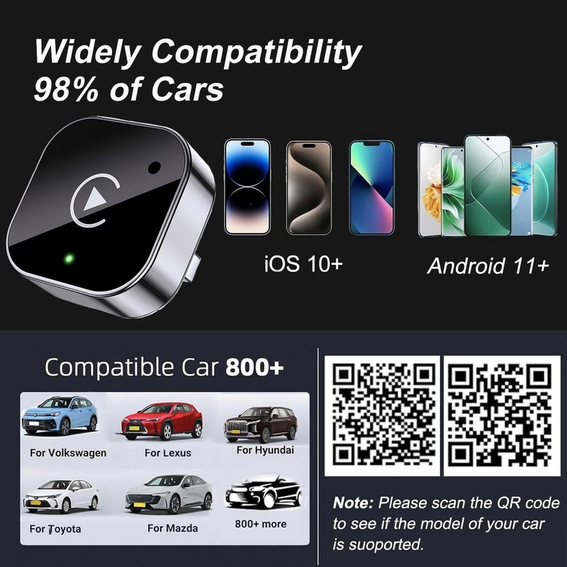 2025 Upgraded Mini Wireless CarPlay & Android Auto Adapter, 2-in-1 CarPlay Do... gallery