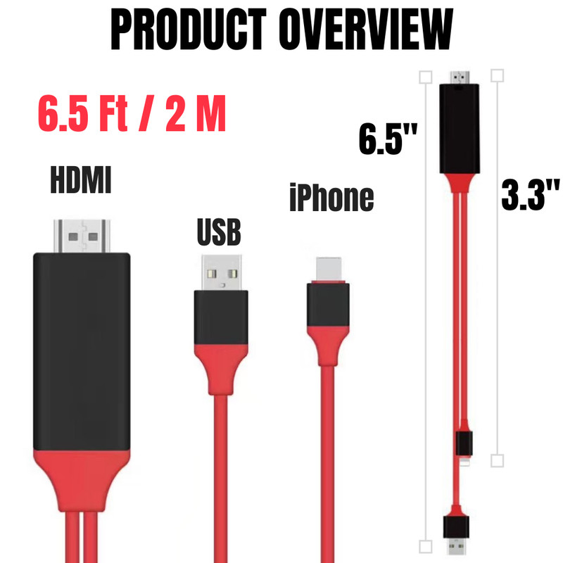 1080P For iPhone to HDMI Adapter Cable Phone to TV Cord Plug and Play Converter gallery