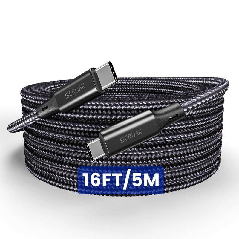 Extra Long iPhone 16 15 Charger Cable 16Ft, 16 Feet USB C to C Cable Fast