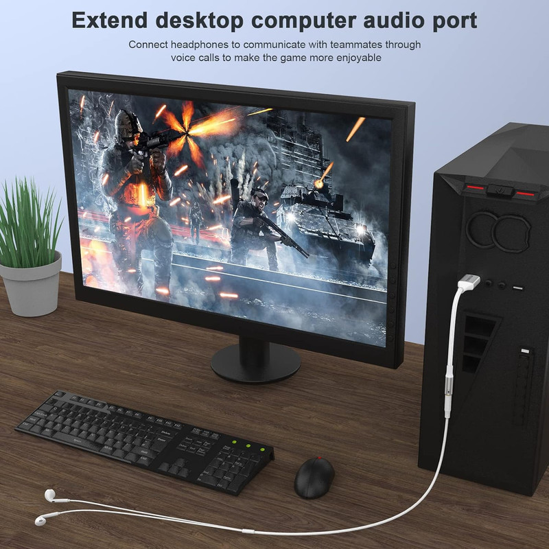 USB to 3.5mm Jack Audio Adapter,USB to Aux Cable with TRRS 4-Pole Mic-Supported gallery