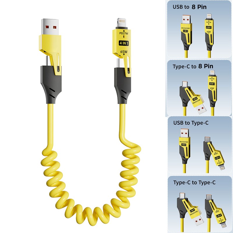 4 in 1 Multi USB C to iPhone Charging Cable Fast Charger Cord for Apple CarPlay