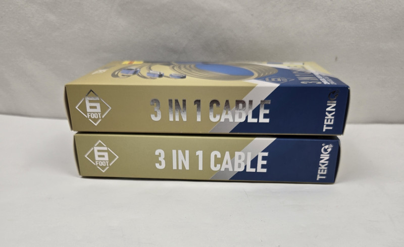 Tekniq 6 Foot 3 in 1 Cable -NEW- TQ1033 Lot of 2 gallery