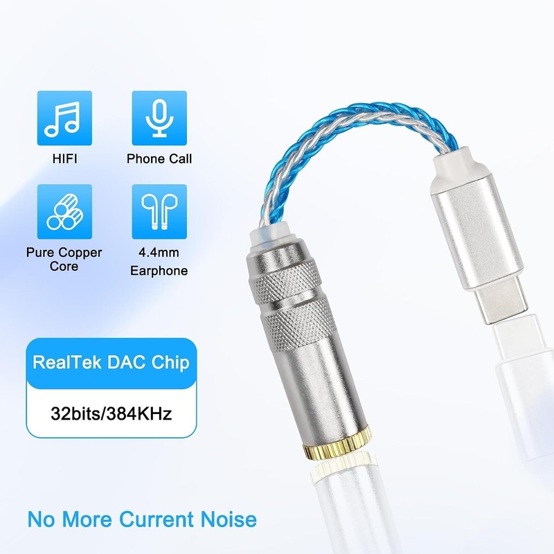 USB Type C to 4.4mm Balanced DAC Audio Adapter USB C Male to 4.4mm Female HiF... gallery