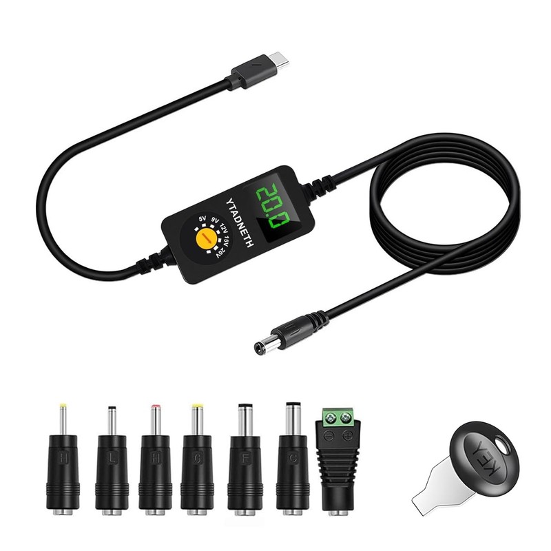 Universal USB C to DC Adapter, Barrel PD Trigger Cable, USB-C to DC 5V 9V 12V 15