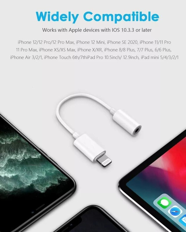 For iPhone/iPod Headphone Adapter Jack 8 Pin to 3.5mm Aux Cord Dongle Converter gallery
