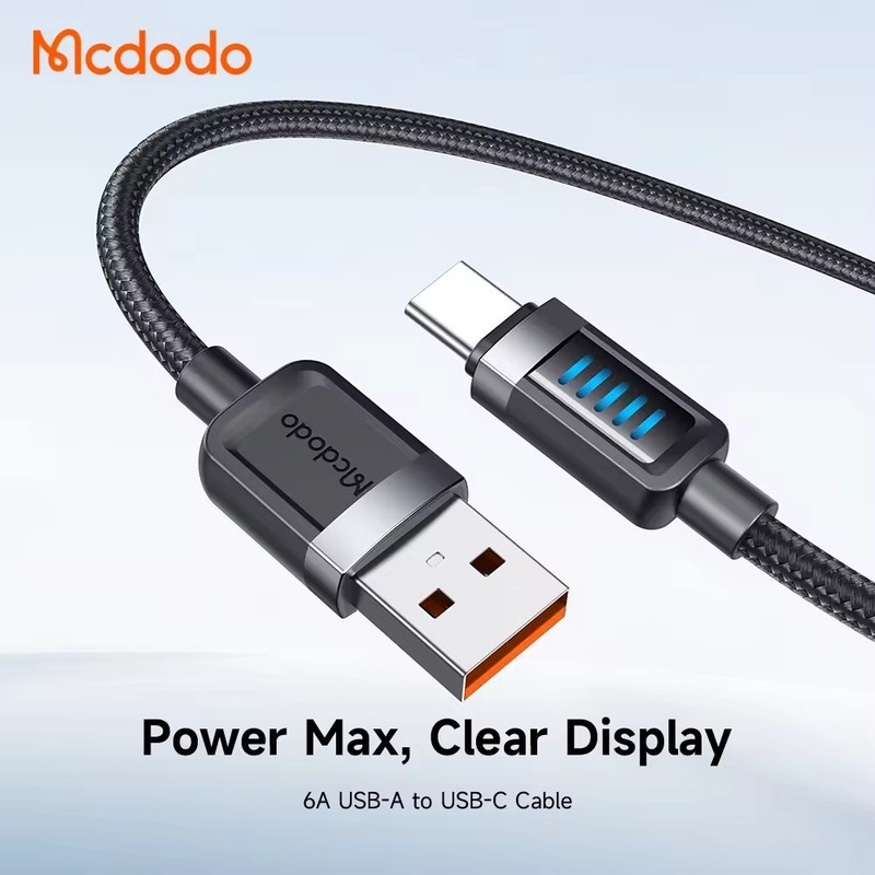 Mcdodo Smart LED Charging Cable 6A Real-time 5-Bar Power Display Fast Charge