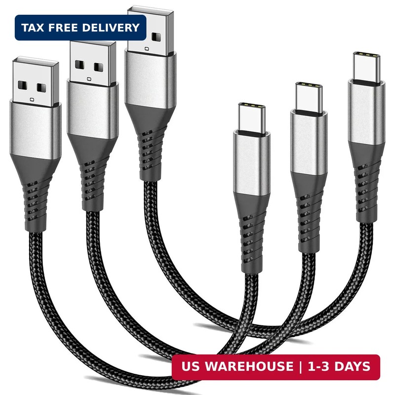 6 inch Short USB C Cable, 3 Pack 0.5ft USB to USB C Cable, 6inch iPhone Charger