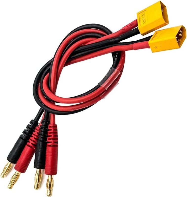 High-Performance XT60 to 4mm Banana Plug Charge Cables - Pack of 2, Tangle-Free gallery