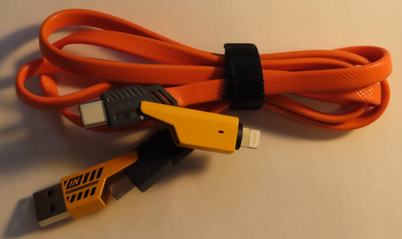 3FT 2-in-1 Charging Cable USB-A to USB-C & Apple Heavy Duty Orange Cord gallery