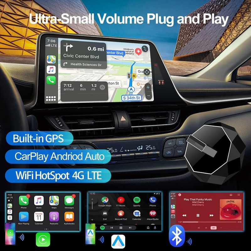 Wireless Carplay Adapter, Android Auto Adapter 2025 Carplay, Plug and Play Co... gallery