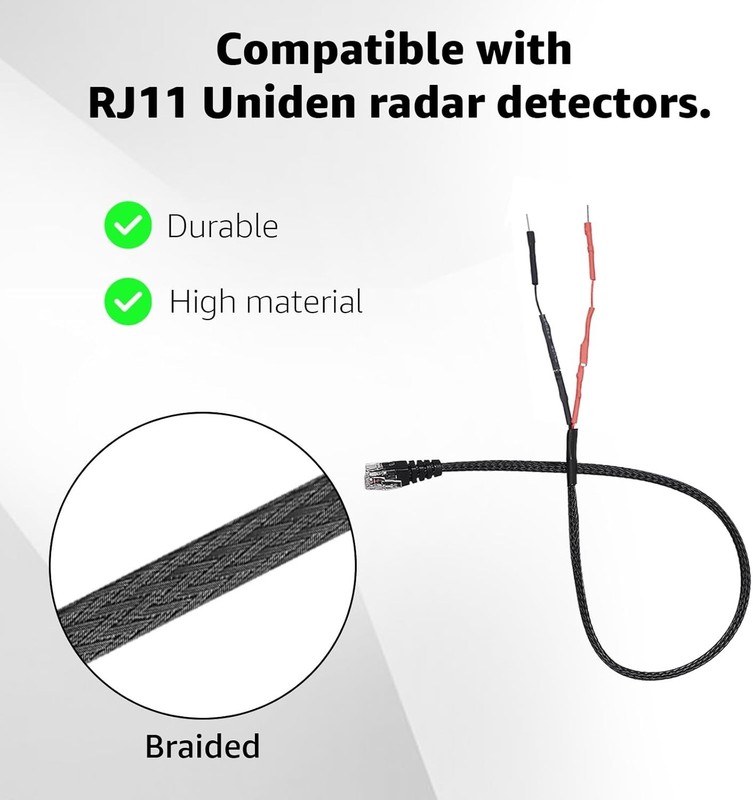 RJ11 Mirror Tap Power Cord Compatible with Uniden Radar Mirror Wire Detectors... gallery