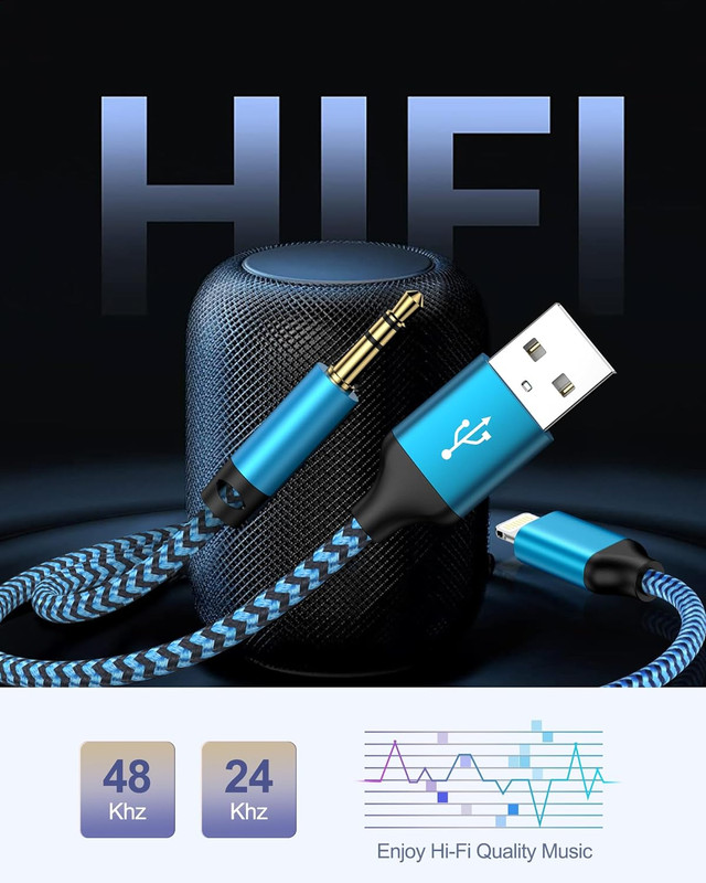 3.5mm Aux Cable with USB A 2-In-1 Charge Fit with iPhone 14 13 12 11 XS XR lot gallery