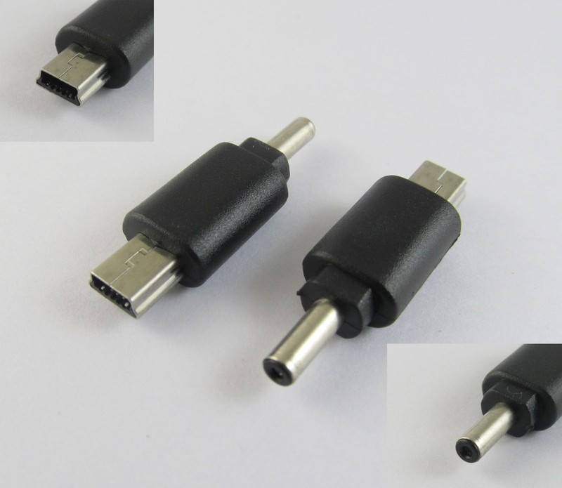 10x Black 3.5x 1.1mm DC Power Male To Mini 5 Pin Male Adapter Connector F Mobile