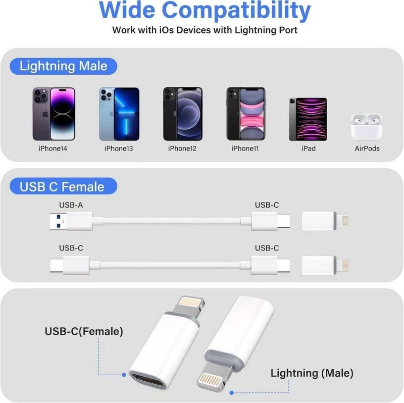 MFi Certified 27W USB C to Lightning Adapter (2 Pack) - Fast Charging White gallery