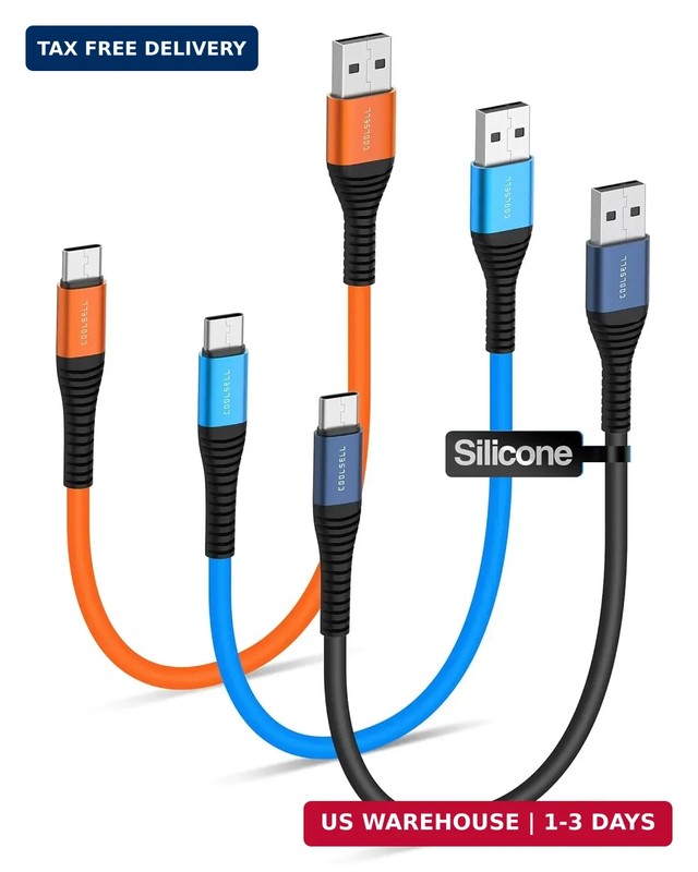 Short USB A to USB C Cable 6 inch, Soft Silicone 60W Fast Charging Cord Type-C C