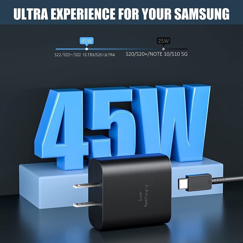 Original Type Samsung 45W & with Cable Super Fast Type C Charger Adapter Plug gallery
