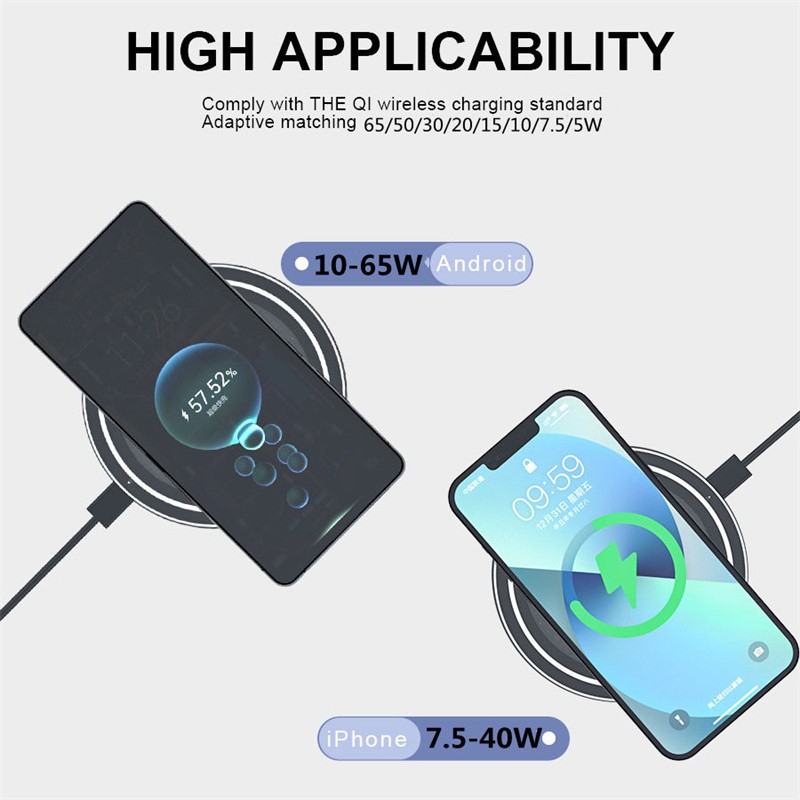 65W Wireless Fast Charger Charging Pad Dock For Samsung iPhone Android Phone US gallery