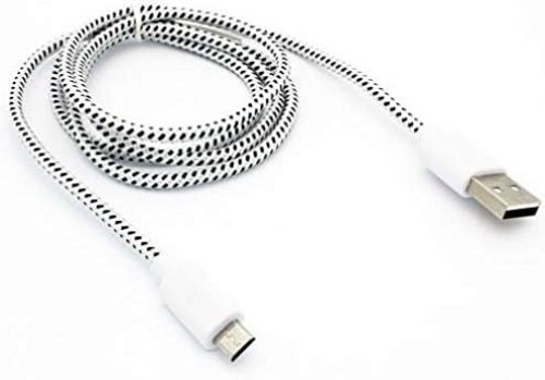 (1x) White Braided 10ft USB Cable Rapid Charger Sync Wire Data Sync (FVS025798)