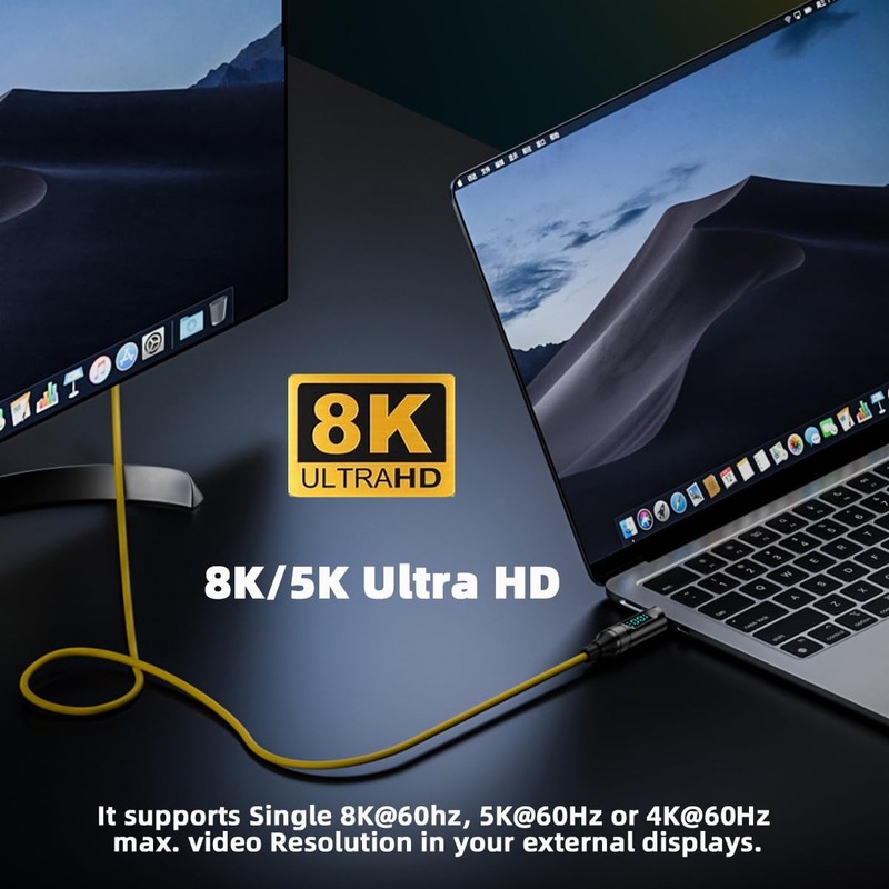 Smart LED Display USB-C USB4 Cable 20Gbps Data 100W Power 8K Video Compatible... gallery