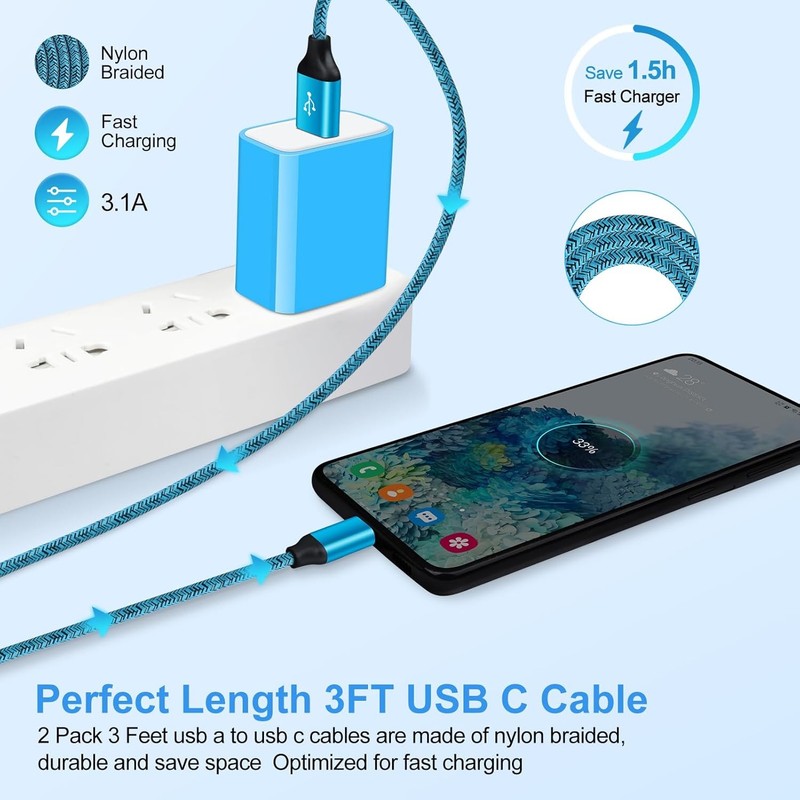 USB Type C Charger Cable 3FT 2 Pack for iPhone 16e 16 Pro Max 16 Plus 16 gallery