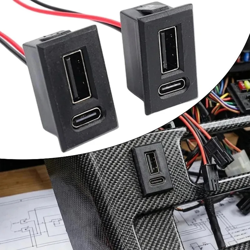 Double Layer Female Type-C Socket USB Lamp Charging Socket Power Cable Connector gallery