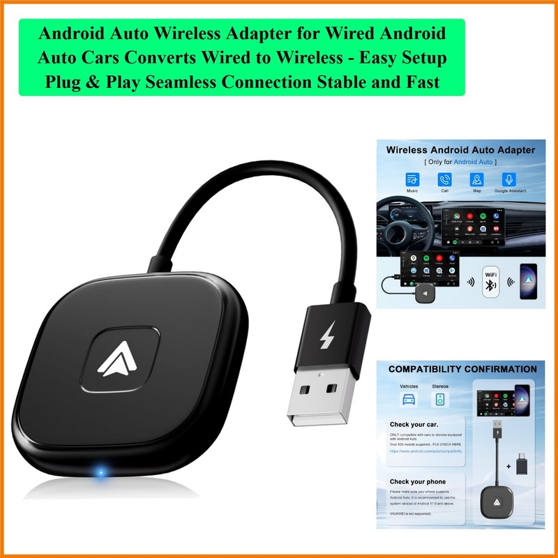 Android Auto Wireless Adapter for Wired Android Auto Cars Converts Wired to W…