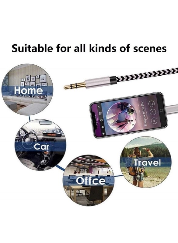 [Apple MFi Certified] iPhone to 3.5mm Car AUX Stereo Audio Cable (3FT/1M), Light gallery