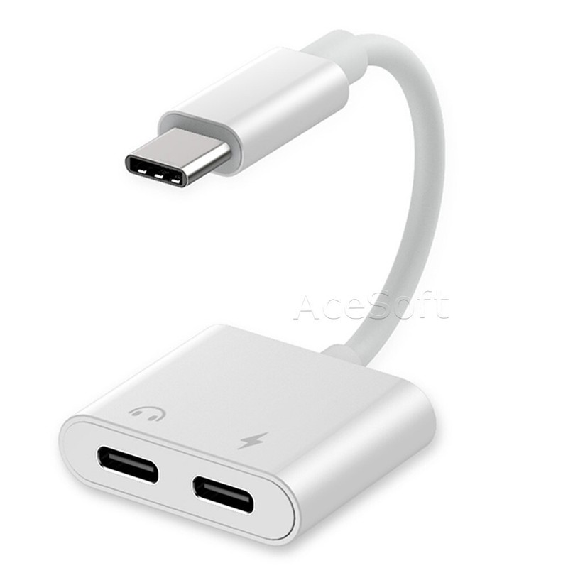 High Rate Dual Type-C USB C to Audio Headphone Jack Adapter Cable for OnePlus 8T