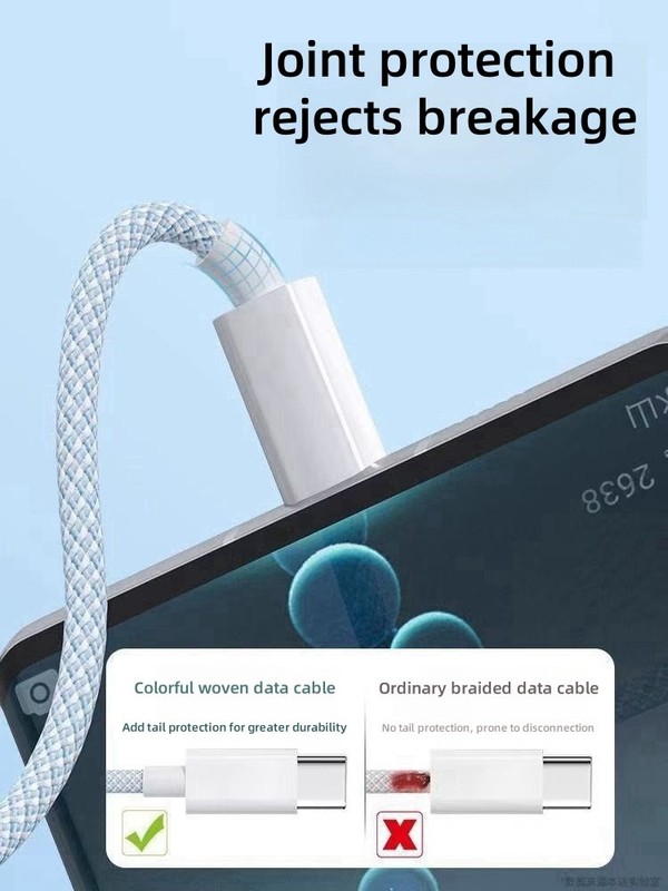 (BLUE )Braided C Type-C Fast Charging Data SYNC Charger Cable Cord 1 pcs gallery