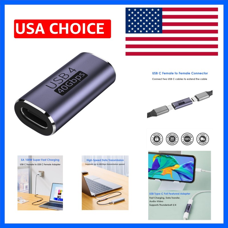 USB C Female to Female Adapter, USB C Coupler, USB Type C Cable Extender Conn…