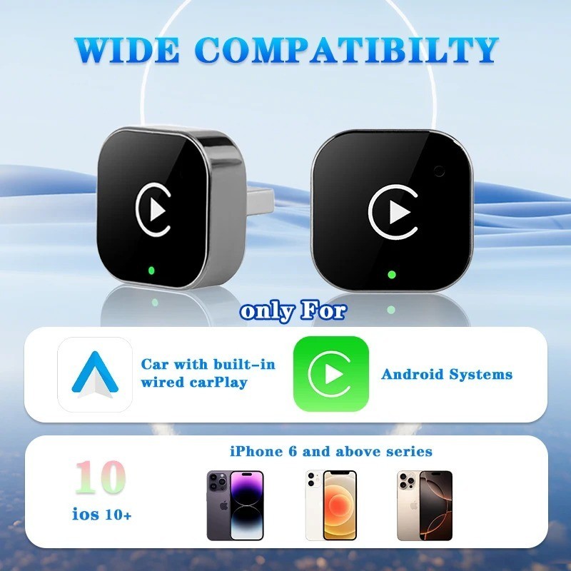 Wireless CarPlay Adapter for Apple iPhone & Android Auto USB Adapter Plug & Play gallery