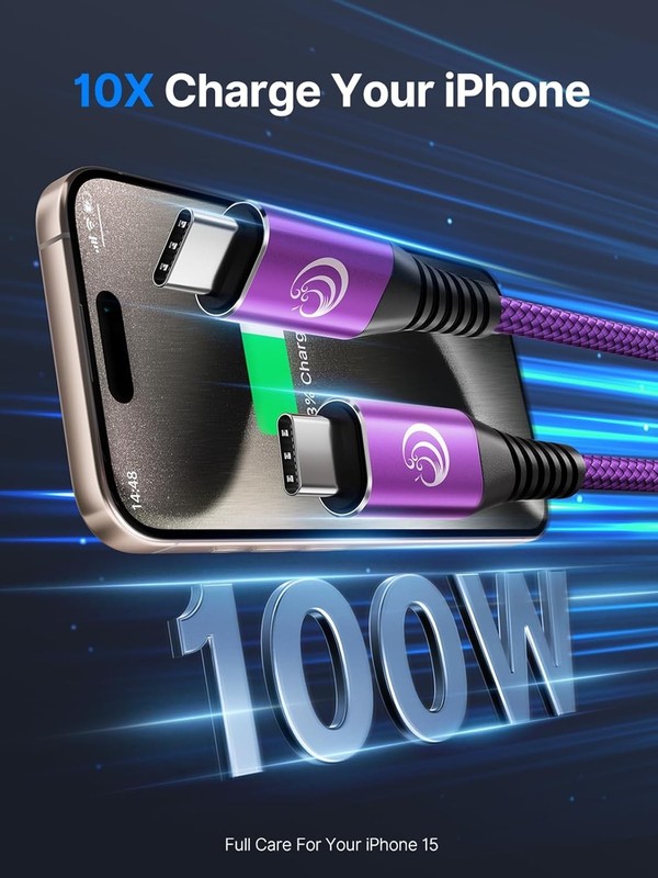 3x Original Carga Rapida USB-C De 60W Cable 10FT Cargador Para iPhone 14 13 12 gallery