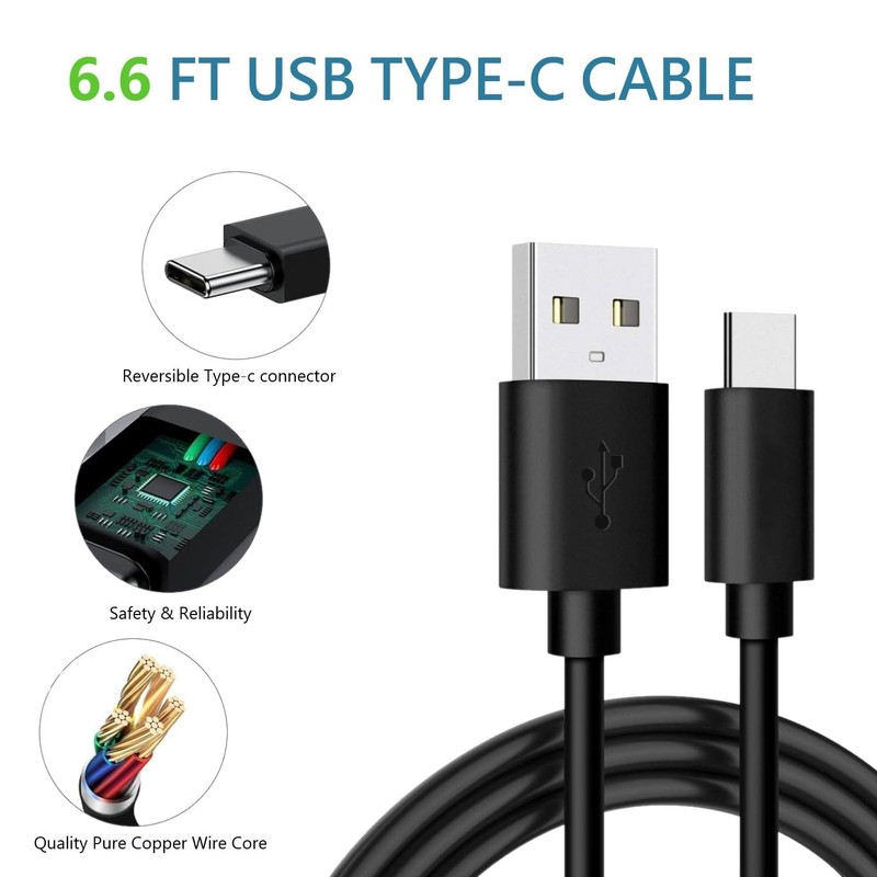 Fast Charging Type C USB C Cable 6ft Charging Cord for Samsung Galaxy Black gallery