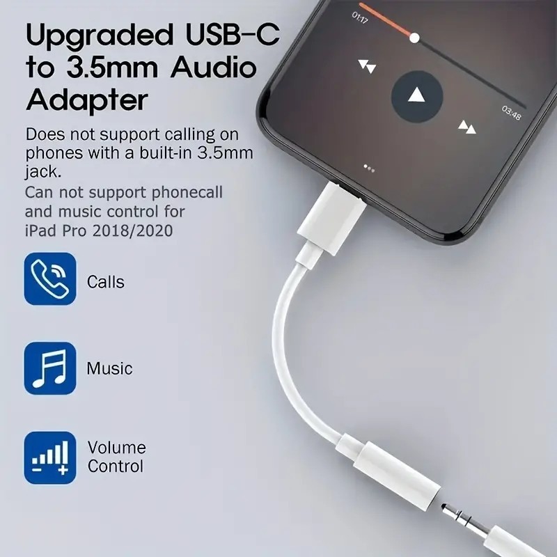 USB C to 3.5mm AUX Adapter Type C Headphone Dongle Audio Cable For iPhone Galaxy gallery