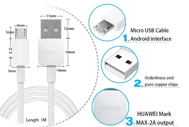 Genuine Micro USB Adapter Cable Data Power Charger Cord For Huawei Honor 7A 7C gallery