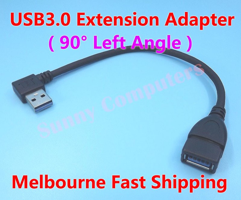 2pcs 90 Degree Left Right Up Down Angle USB 3.0 A Male to Female Extension Cable