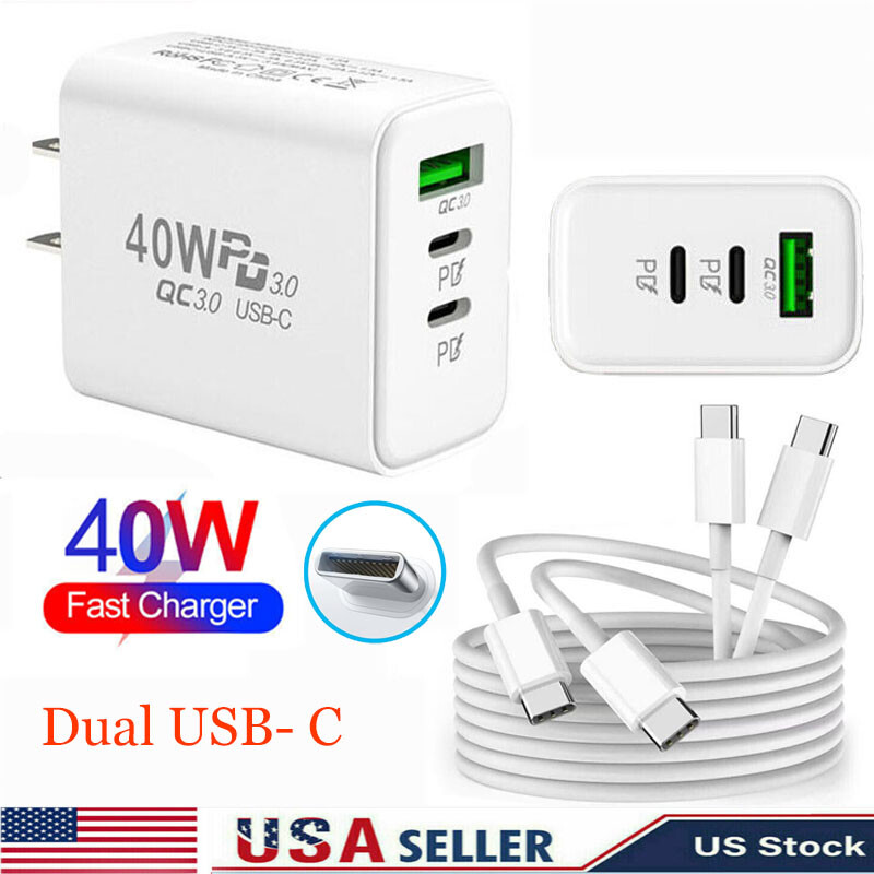 For Motorola Moto G Stylus 5G 2023 Fast Charger 40W Double USB C Adapter Cable