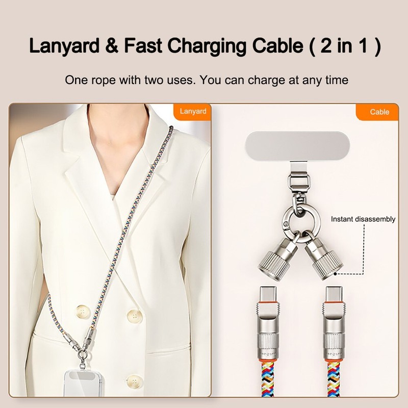 For USB-C to USB-C Cable+Cell Phone Lanyard (2 in 1), 66W High Speed USB C Cable gallery