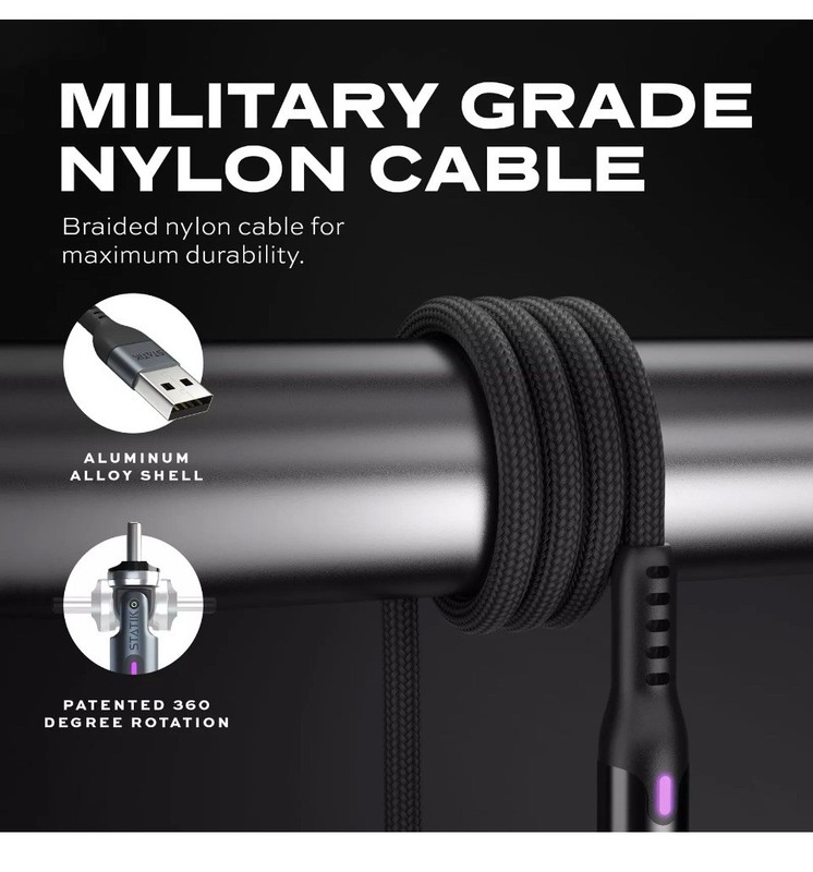 Statik 360 Rot. Universal Magnetic Charging Cable 6ft/1.8m with 3 Magnetic Tips gallery