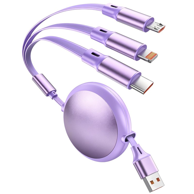 Multi Charging Cable, 3 in 1 Retractable Multiple Charger Cord, Retractable C...