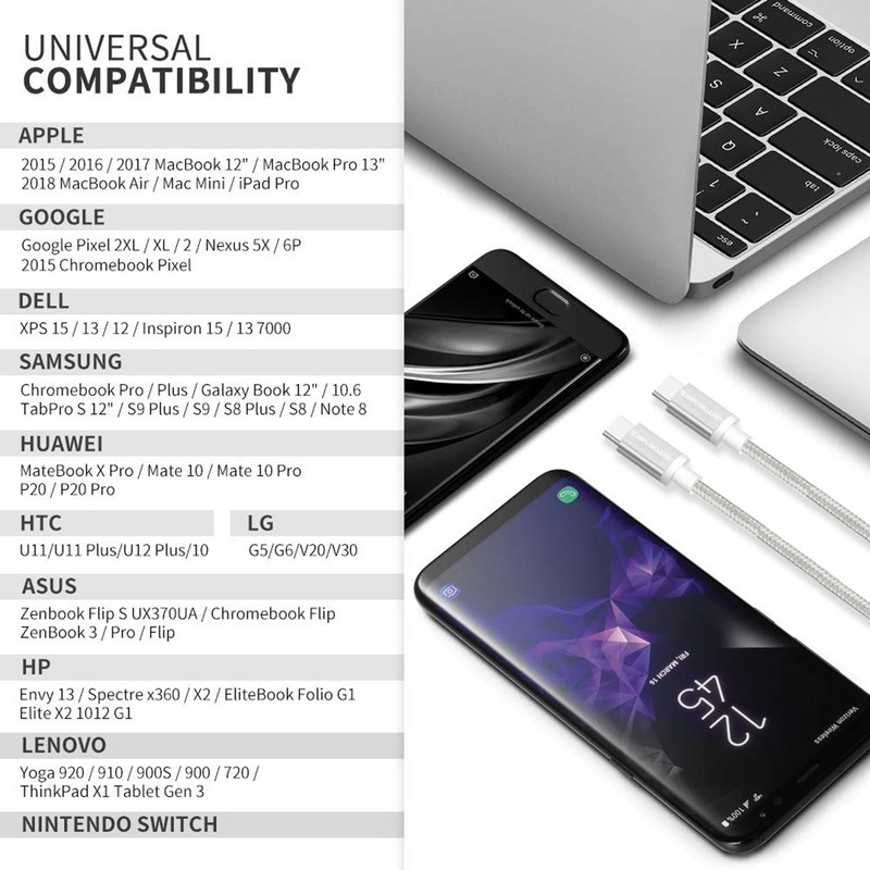 Thunderbolt3 Compatible Braided Cord for USB-C Devices, 3FT-10Gbps Data Transfer gallery