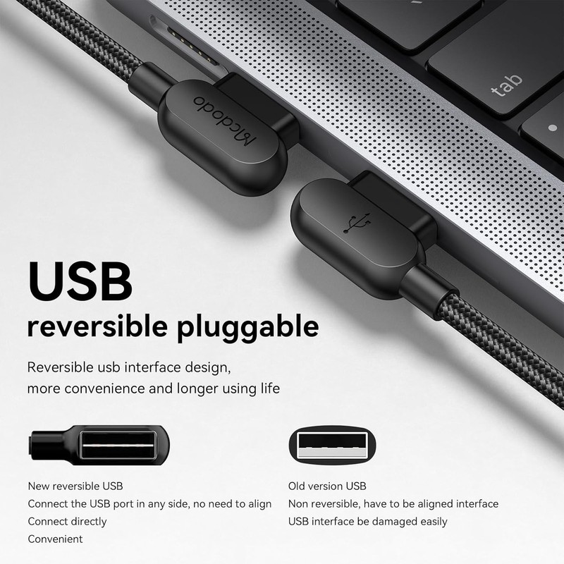 USB A To USB C 90 Degree Cable PD Fast Charge QC Data LED 0.5m 1.2m 1.8m 3m gallery