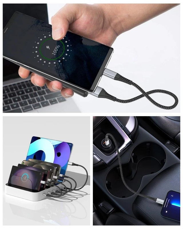 Short USB C Cable 1FT, 3-Pack USB A to USB C Cord 1 Foot USB C Charger Cabl gallery