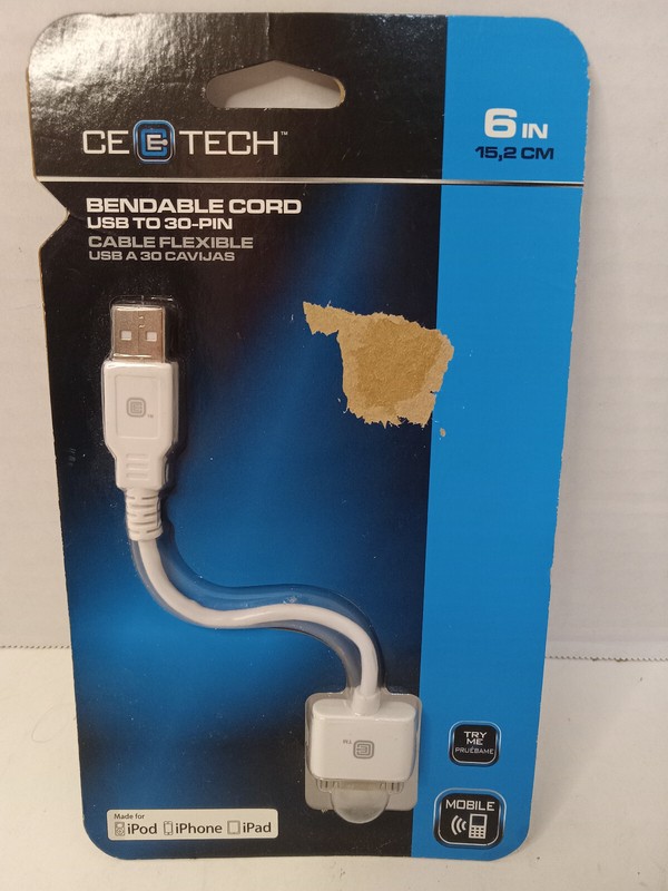 CE E Tech Bendable 6″ Cord USB to 30-Pin for Apple iPod iPhone iPad