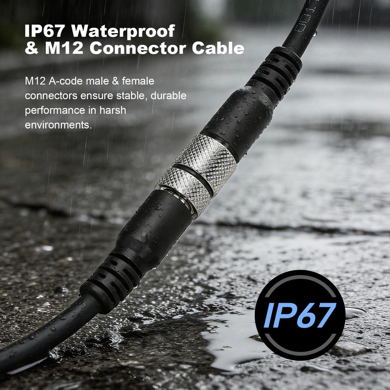M12 A-Code 5Pin Shielded Signal Cable, Male to Female Waterproof Circular Con... gallery