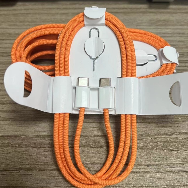 For IOS Android Orange Braided Micro USB Data Sync Charging Cable Cord + Pin LOT