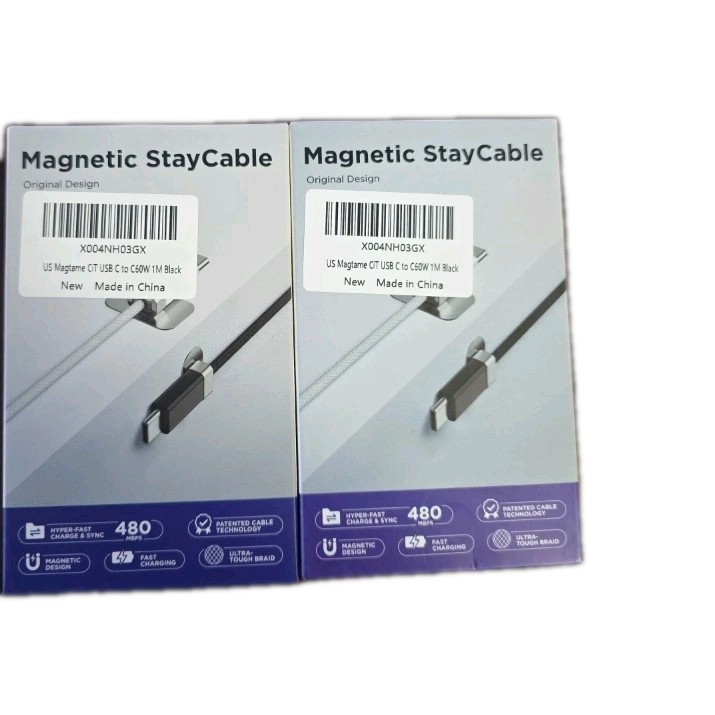 New/Sealed (2) Magtame Magnetic Charging Data Cable USB C to C 60W Free Ship
