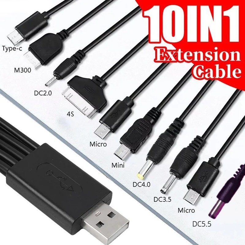 10-in-1 Multi-Function USB Charging Cable Universal Multi-Head Phone Charger
