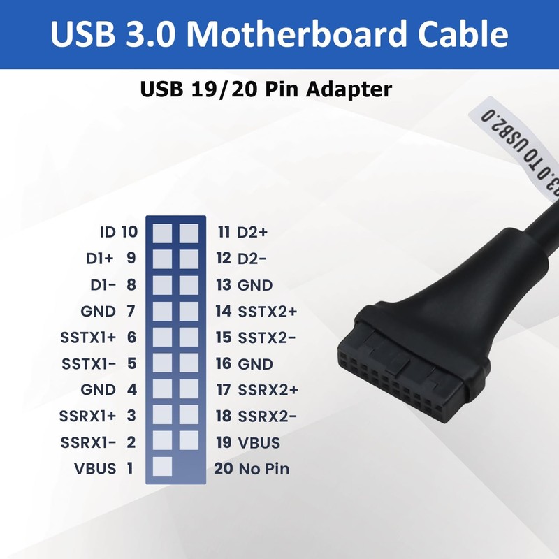 2 PCS USB 3.0 Motherboard Adapter Header Cable 19 Pin Female To 2.0 9 Pin gallery